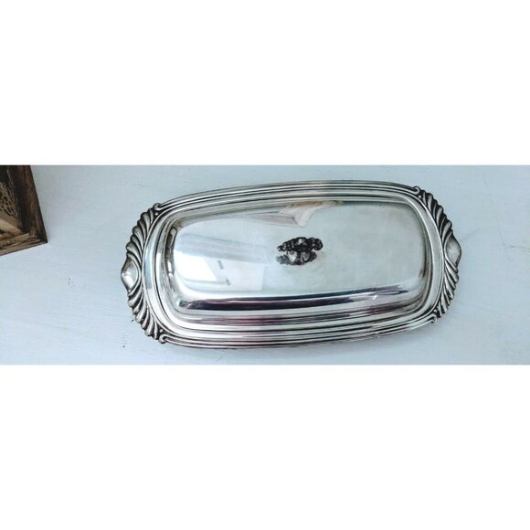 Vintage Wm A Rogers Silver Plated Butter Dish with Lid 9" Oval 1960s 70s - Picture 2 of 7